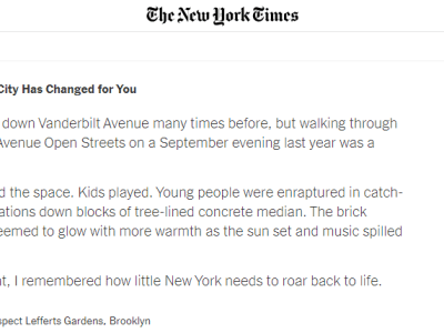 In The New York Times: How New York City Has Changed for&nbsp;You